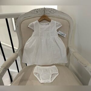 🐇 Baby 18 Mth Swiss Dot Cotton dress with Smocking, lace & Matching Diaper Cover